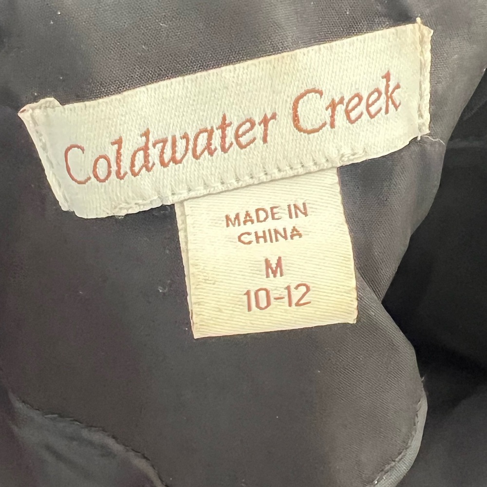 Coldwater Creek Black Quilted Vest with Faux Fur Hood Size M (10-12) - Picture 6 of 8
